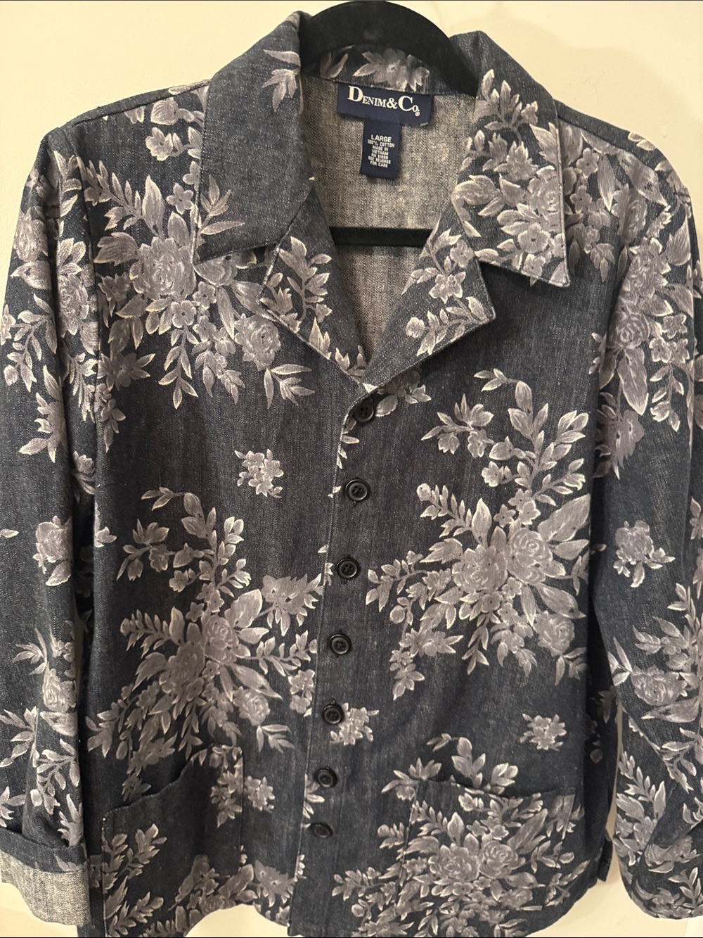 Denim&Co Navy Floral Button-Up Jacket